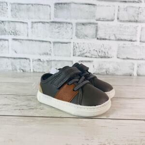 Carters Infant Shoes Size 3 Charcoal/Brown JY21DO2H Velcro Strap Closure Loafers